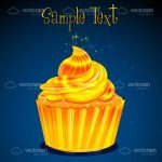 Golden Muffin with Icing and Sample Text